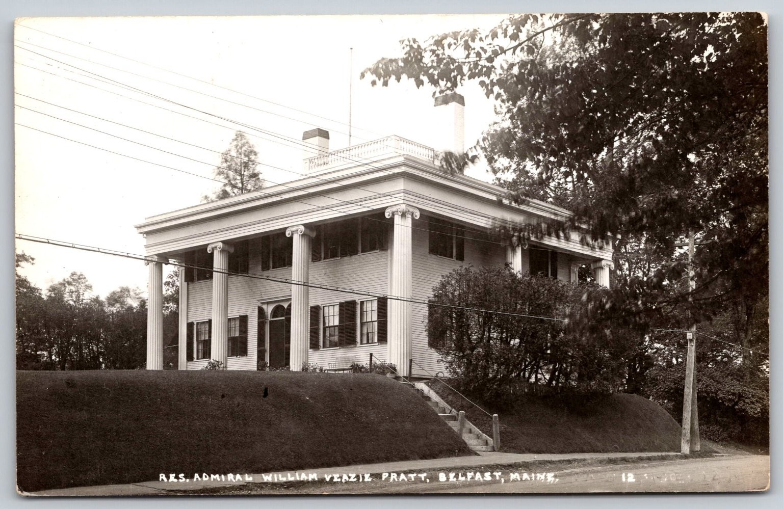 Real Photo Postcard Admiral William Veazie Pratt Residence Belfast Maine A185