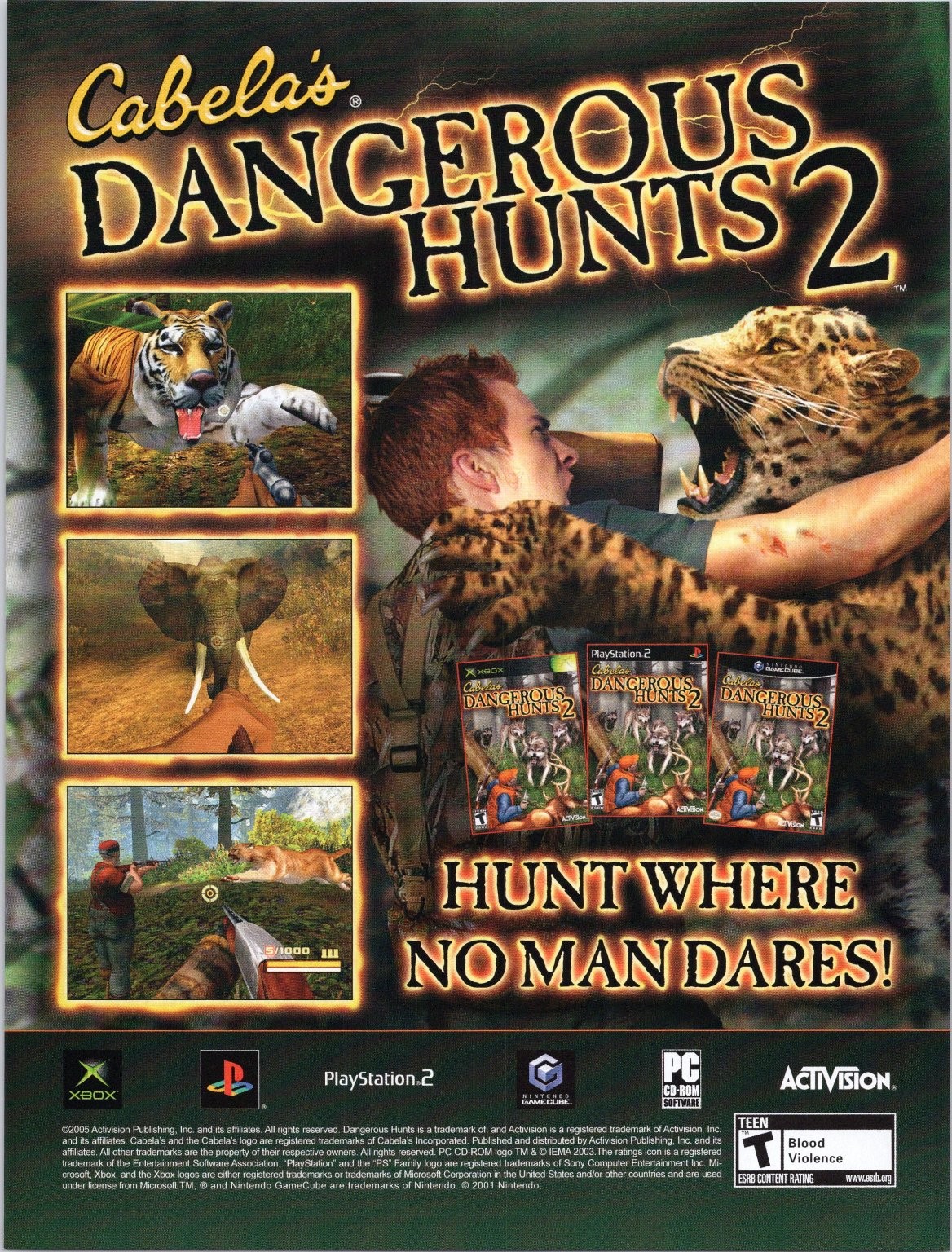 Cabela's Dangerous Hunts 2 Video Game Magazine Ad Print 2006 Activision