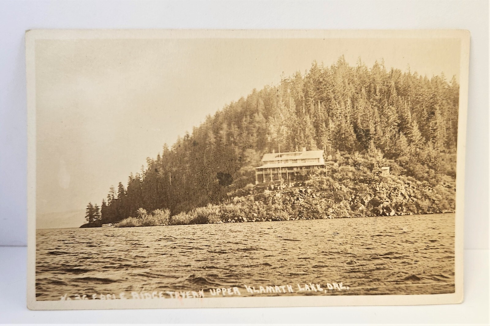 RPPC Klamath Lake Oregon Postcard Eagle Ridge Tavern Waco Antique Early 1900\'s