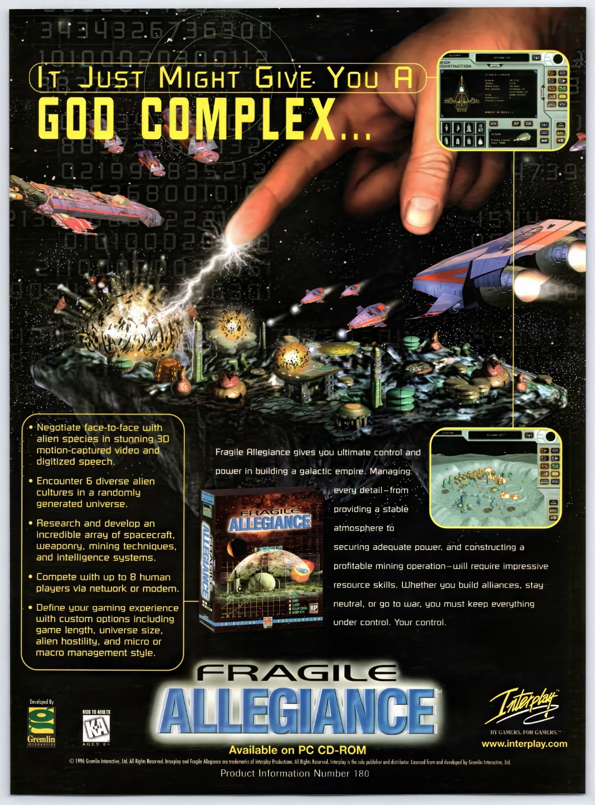 Fragile Allegiance - PC Game - Vintage Original Print Ad/Poster Promo Art 1996