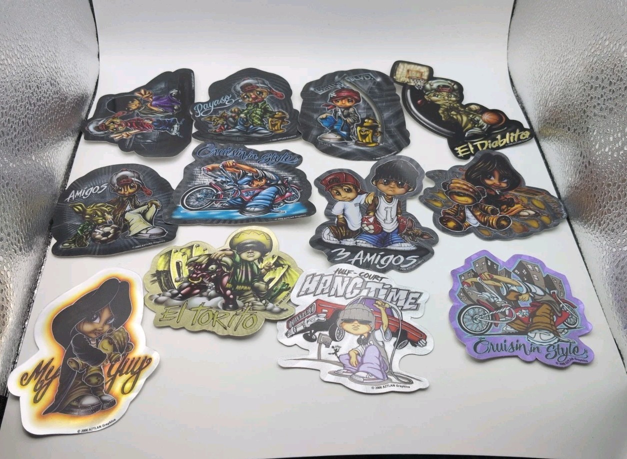 Vintage 2000 Aztlan Graphics Lowrider Homie Style Stickers LA2 #1-12