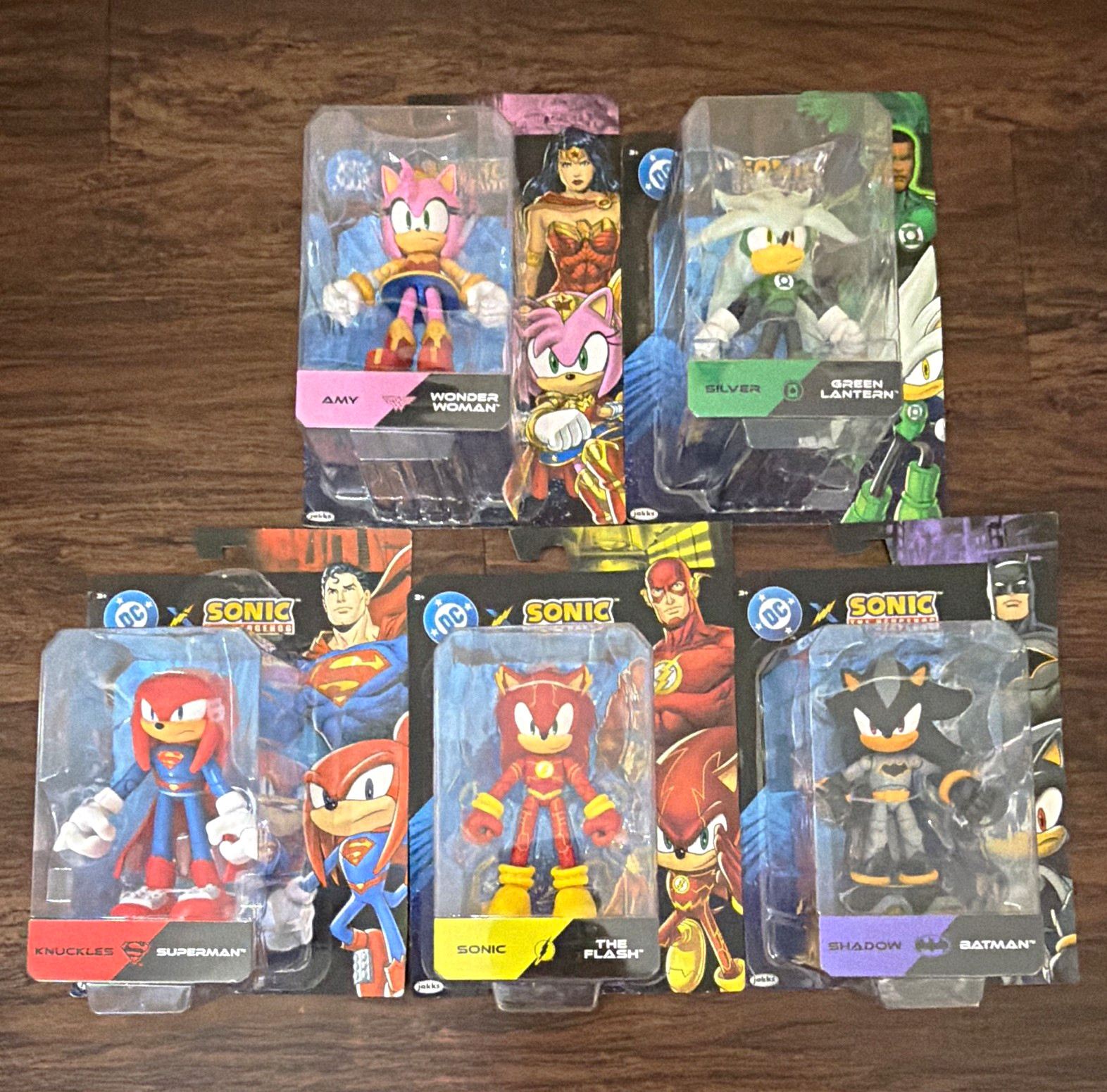 DC x Sonic the Hedgehog Action Figure Lot of 5 Sets Batman Flash Superman New
