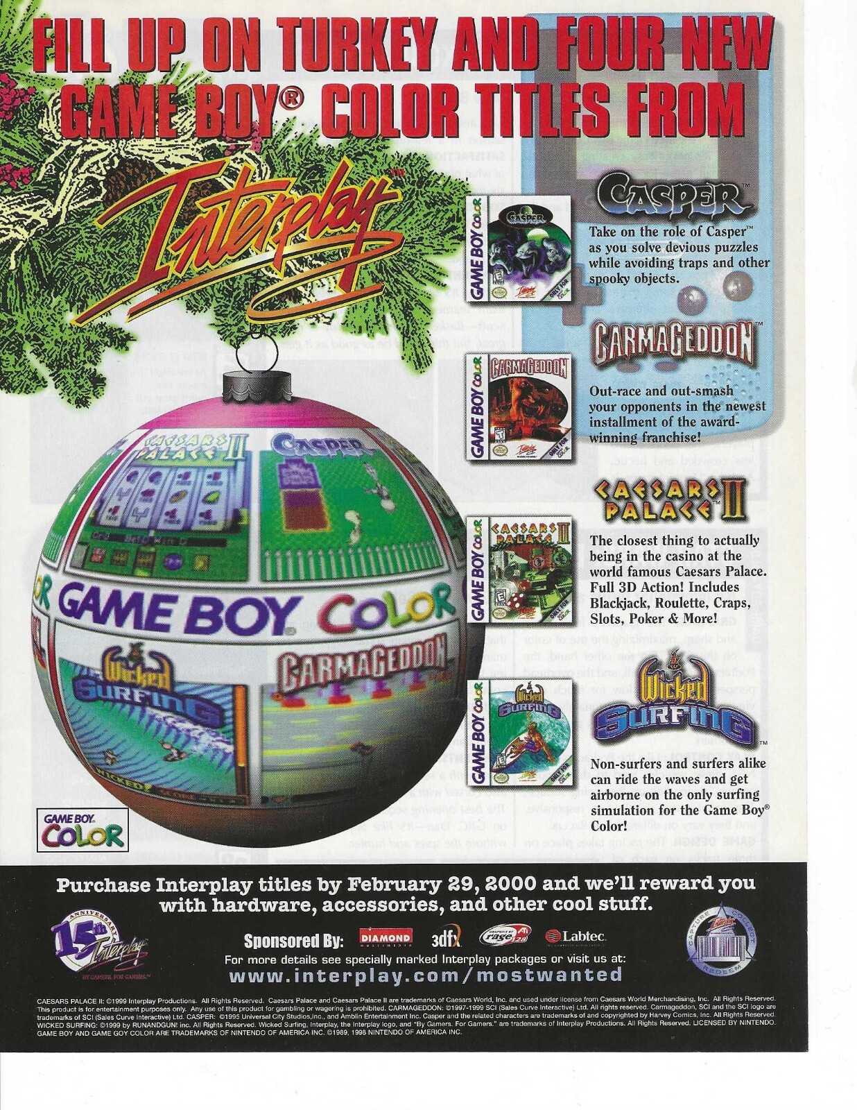 1999 CarmaGeddon Casper Game Boy Video Game Nintendo Power Vintage Art Print Ad