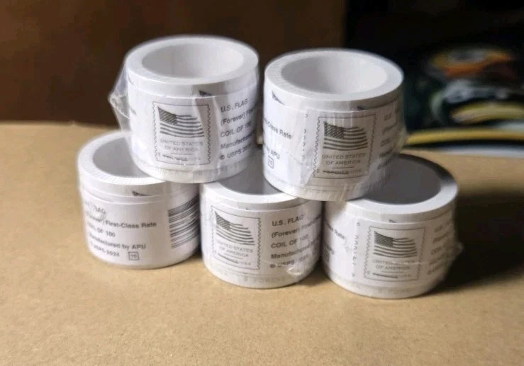 500 Count 5 Roll - 2025 USPS For-ever Flag Stamps (Mint, Never Hinged)