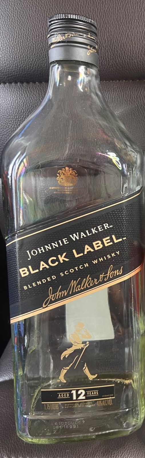 Johnnie Walker Black Label Empty Bottle 750ml Scotch Whisky Collectible