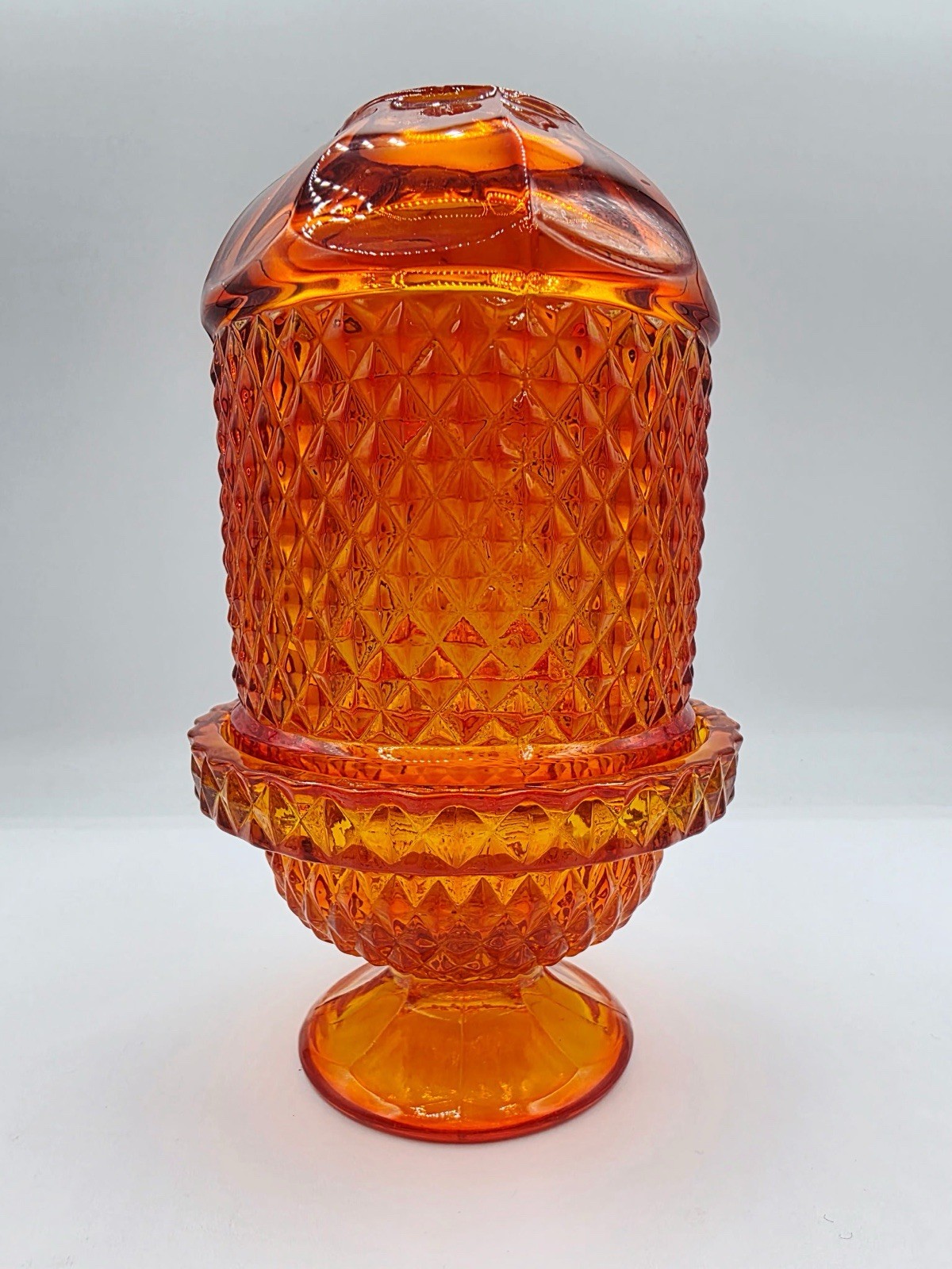 Rare Viking Fairy Lamp Diamond Point Persimmon Orange - Glows - Ships Same Day