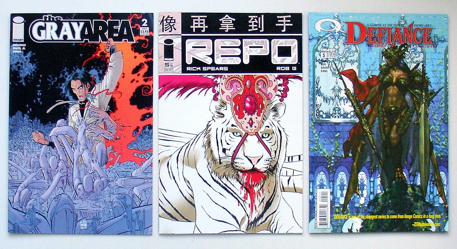 Comic Lot - Defiance #5, GrayArea #2, Repo #5 - VF - Featuring John Romita Jr