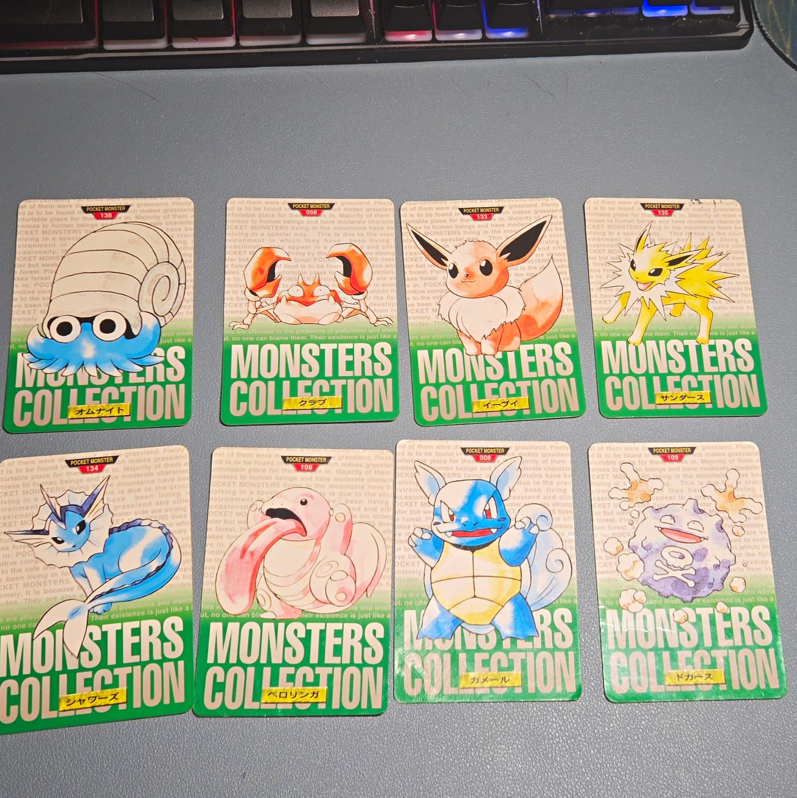 Bandai 1996 Monsters Collection Japanese Lot of 8 Eevee #008 *Heavily Played*
