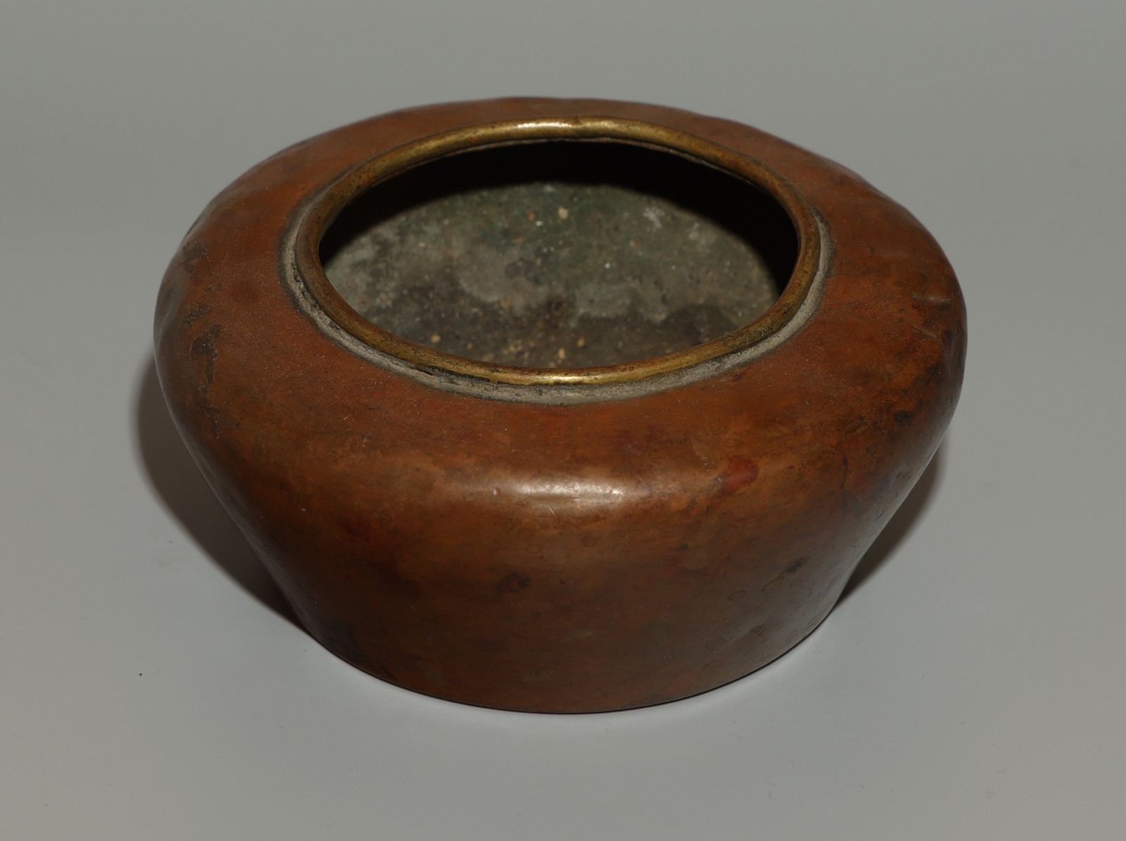 Real Tibetan 18th Century Old Antique Buddhist Red Copper Offering Bowl Amulet