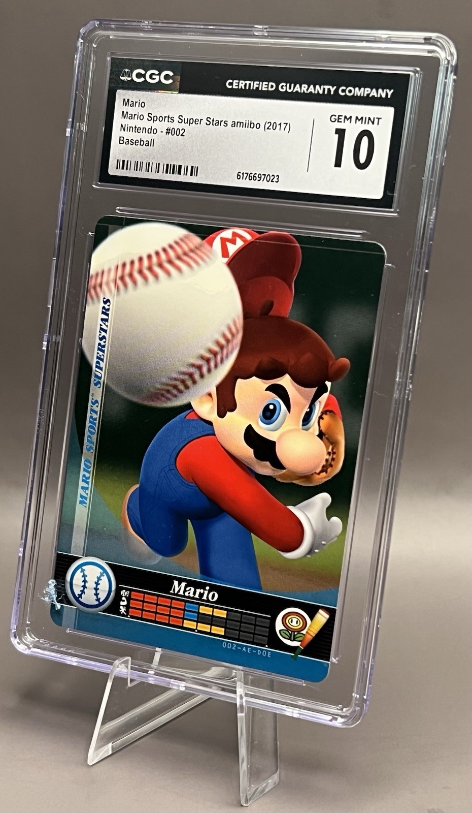 2017 Mario Sports Superstars Amiibo Card - #2 Mario Baseball - CGC 10 GEM MINT