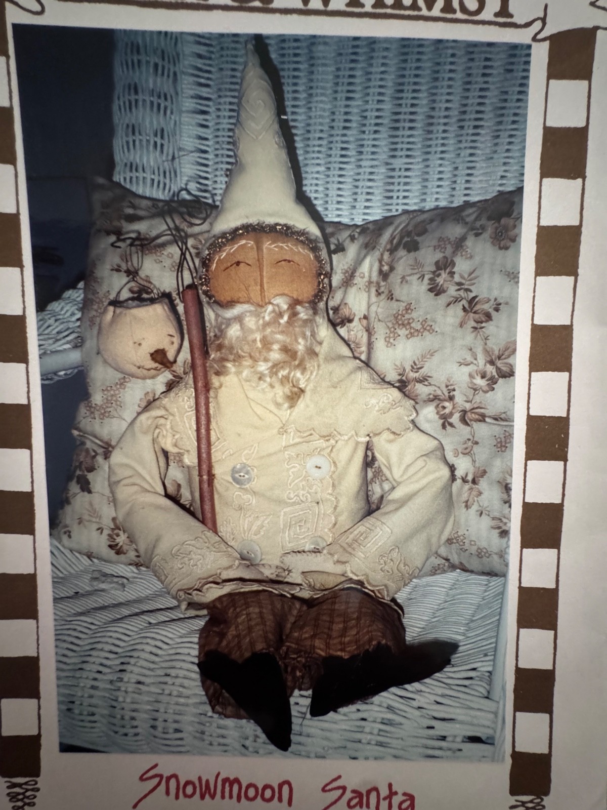VTG Primitive Snowmoon Santa Doll Pattern Folk & Whimsey 2000 RARE 