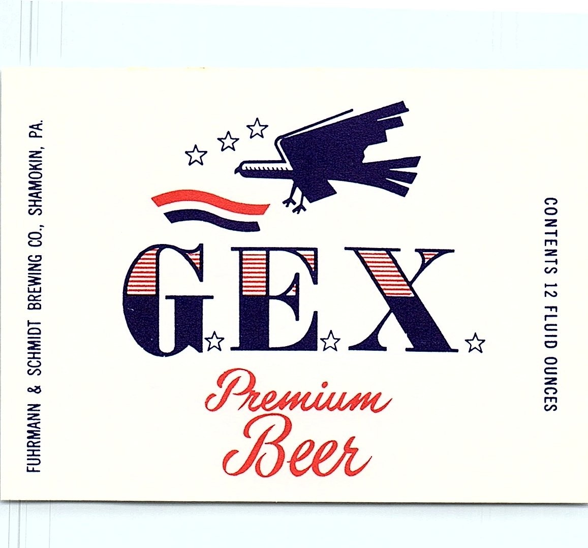 Vintage GEX Premium Beer label, Fuhrmann & Schmidt