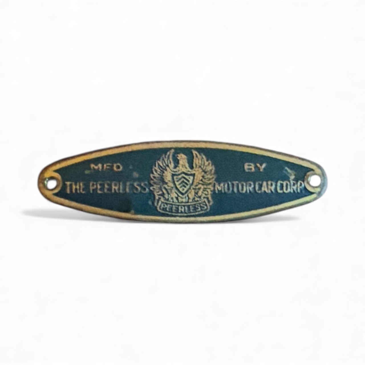 Peerless Body Tag Emblem Circa 1924-1929 Football Shape   1-7/8\
