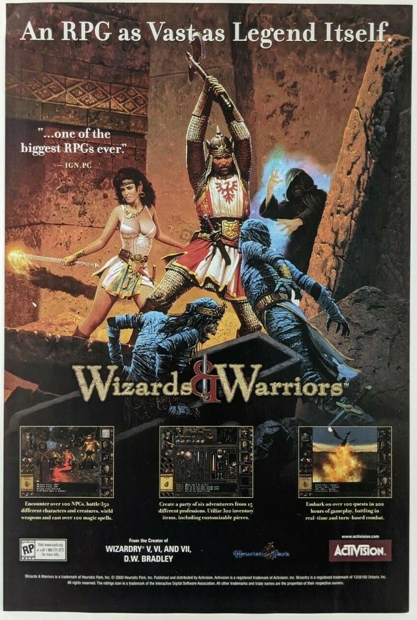 Wizards & Warriors Print Ad Game Poster Art PROMO Original Advert RPG DW Bradley