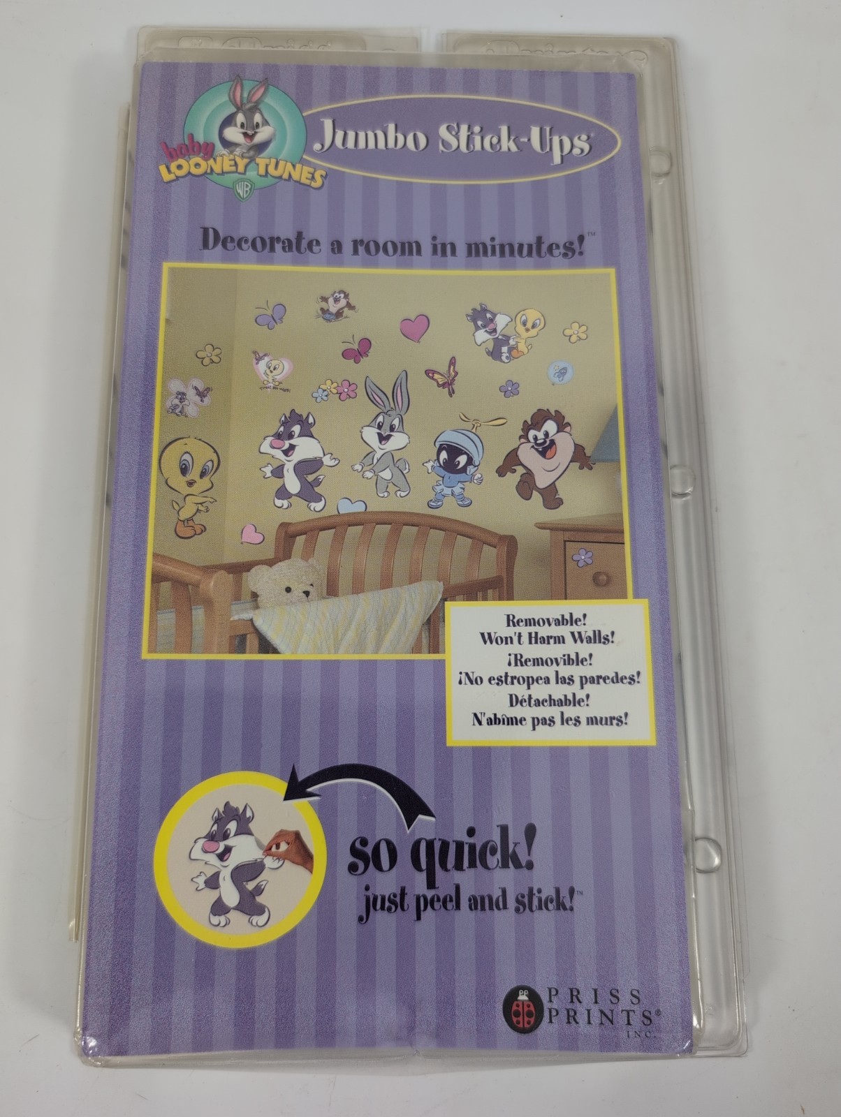 VTG 90s Priss Prints Baby Looney Tunes Jumbo Stick-Ups Taz Tweety Bugs Sylvester
