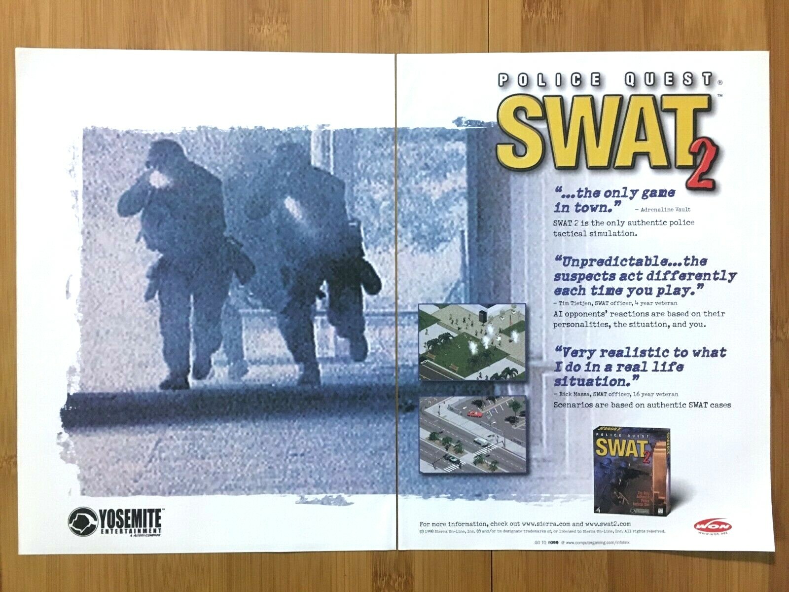 Police Quest: SWAT 2 PC 1998 Vintage Print Ad/Poster Art Official Big Box Promo