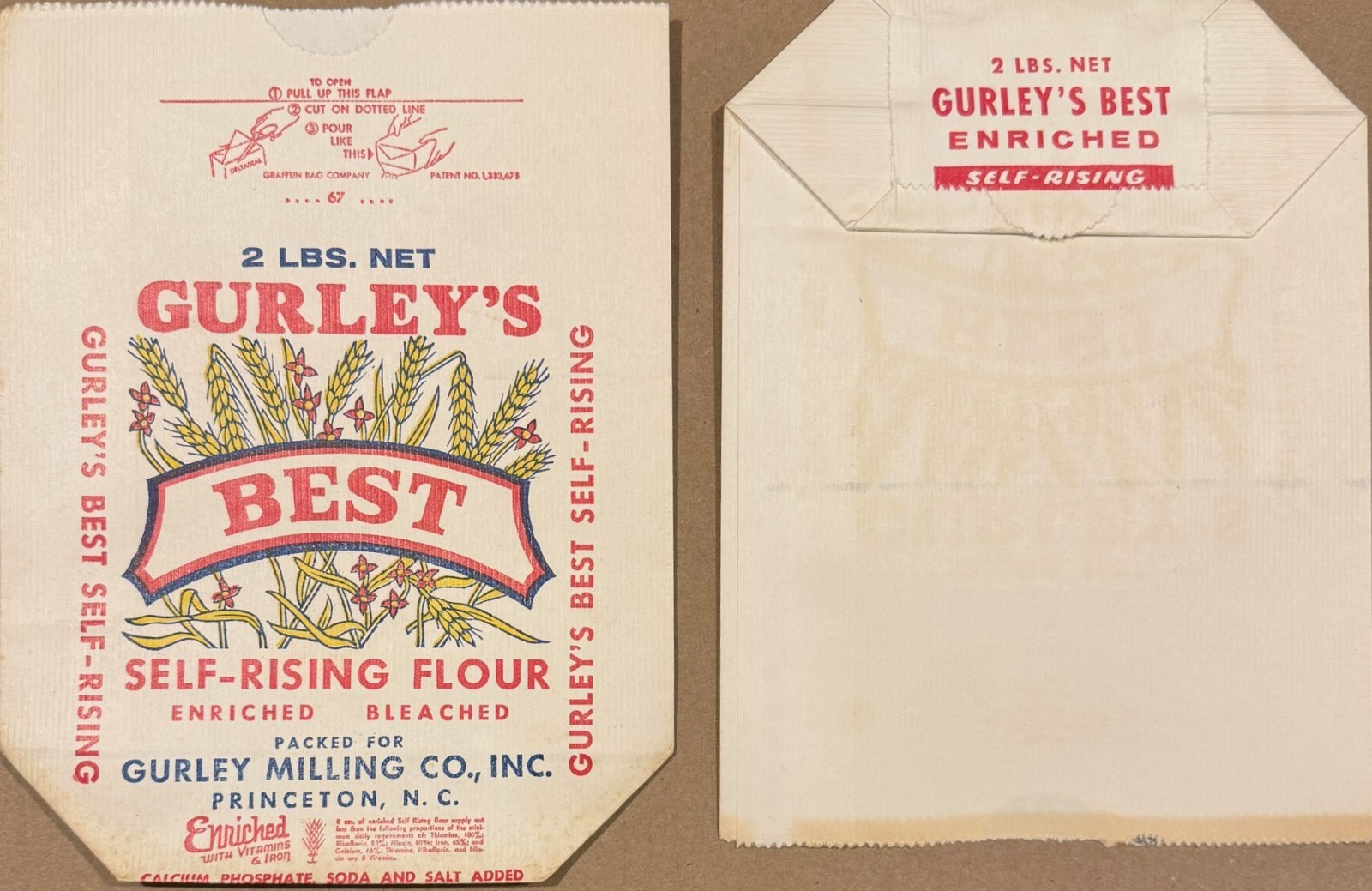 1950s Vintage Gurley's BEST Self-Rising Flour Gurley Milling Co. 