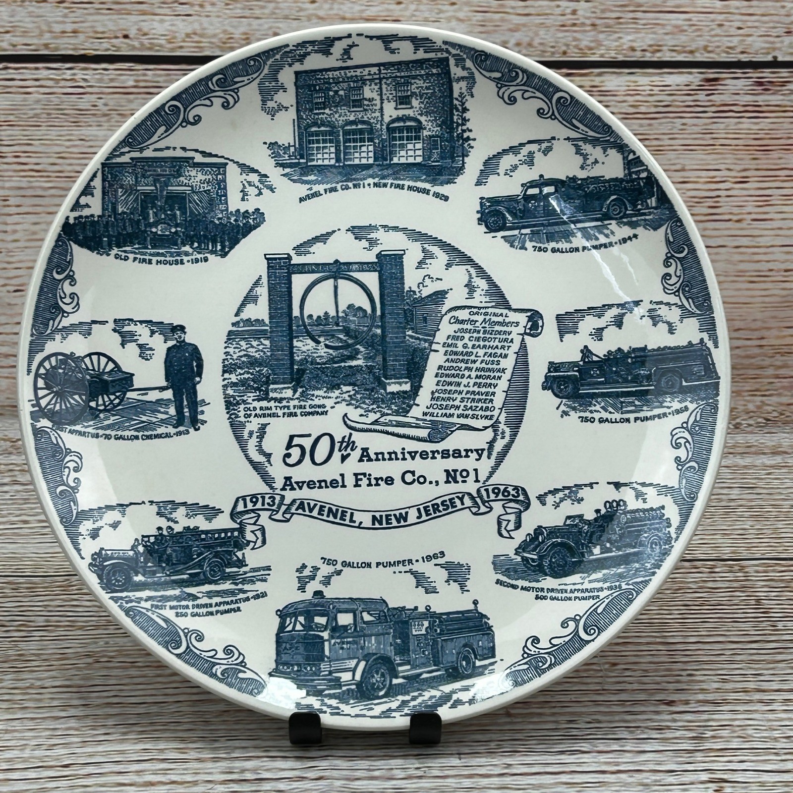 Vintage Avenel Fire Co No 150th Anniversary Plate 1913-1963 NJ Kettlesprings 10\
