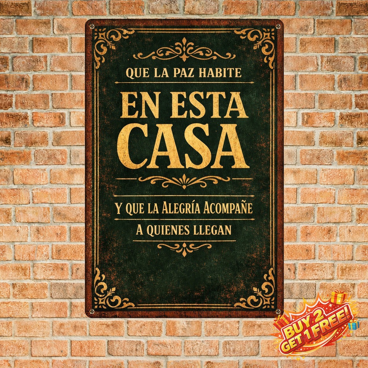 Que Dios Bendiga Este Hogar Spanish Vintage Metal Tin Sign 8x12