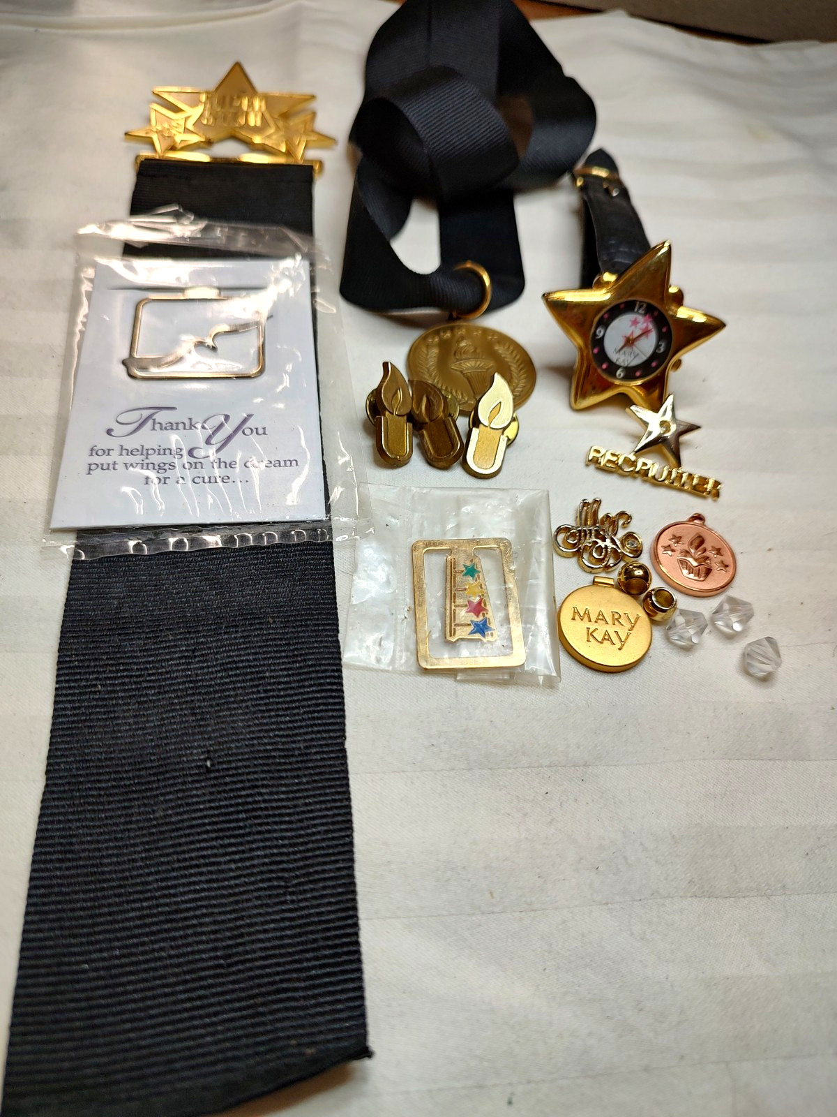 Mary Kay Super Star Recruiter Pin Lot w/ Gold Medal Winner Medal, Star Watch