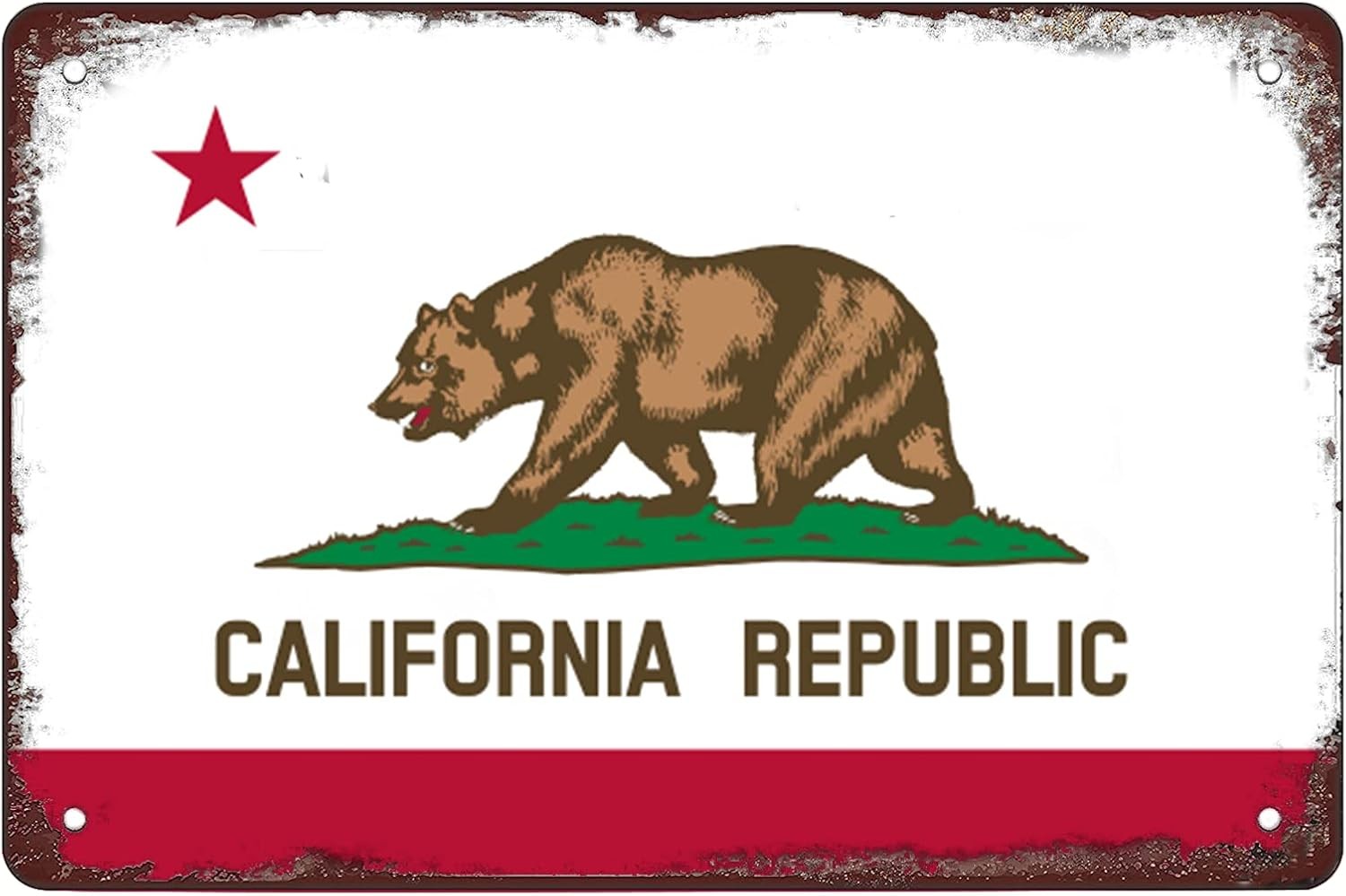 Funny California State Flag outdoor Tin Metal Signs Home Décor 8x12