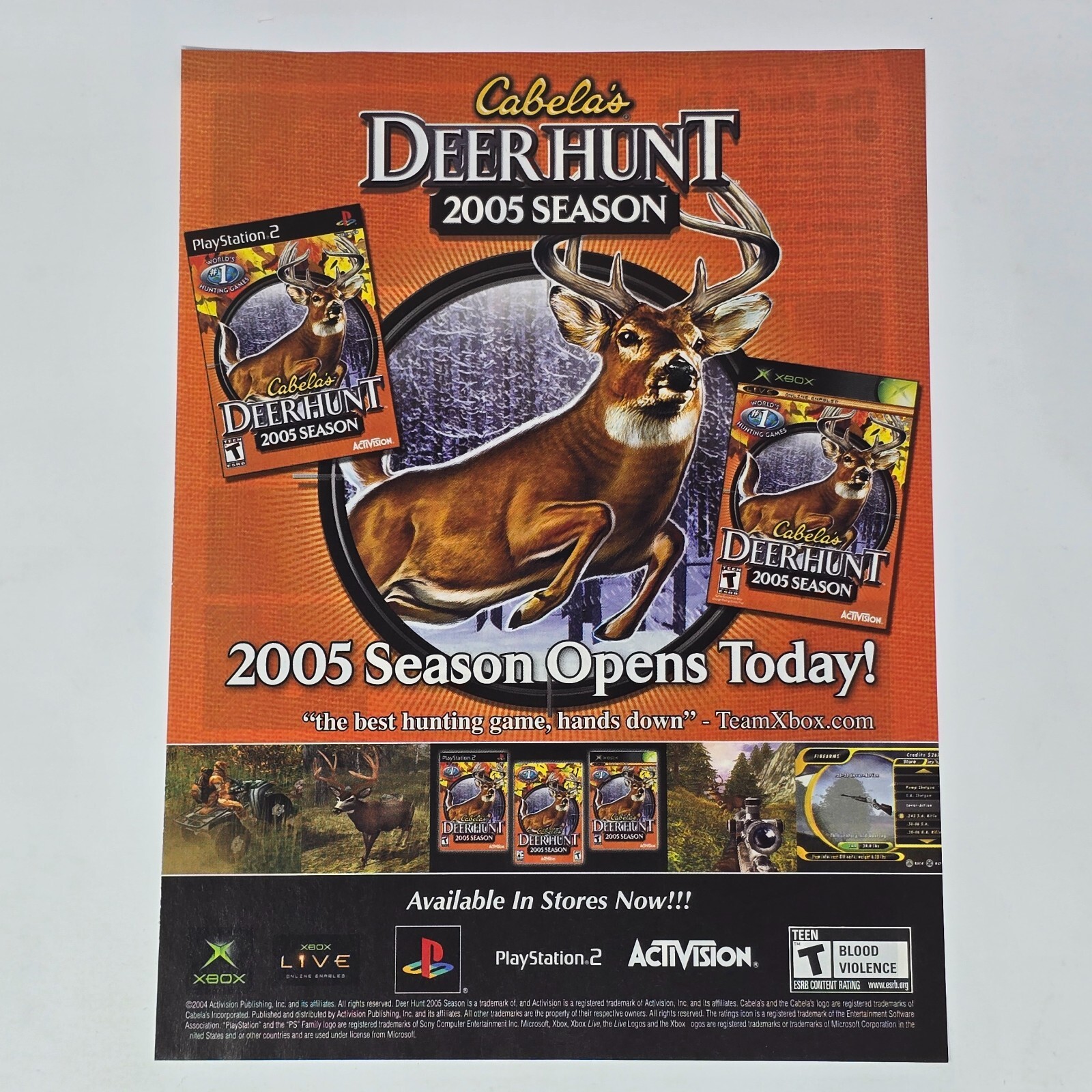 Cabela's Deer Hunt 2005 Season Xbox PS2 PC Opens Today Print Ad/Poster Art