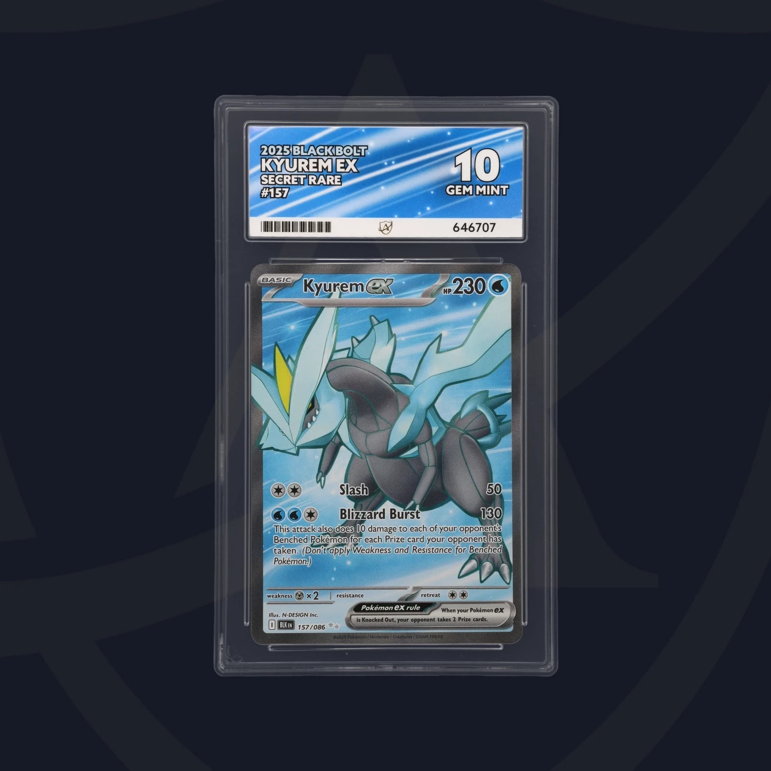 ACE 10 Pokémon TCG Black Bolt Kyurem EX Card 157/086 full art - NOT PSA