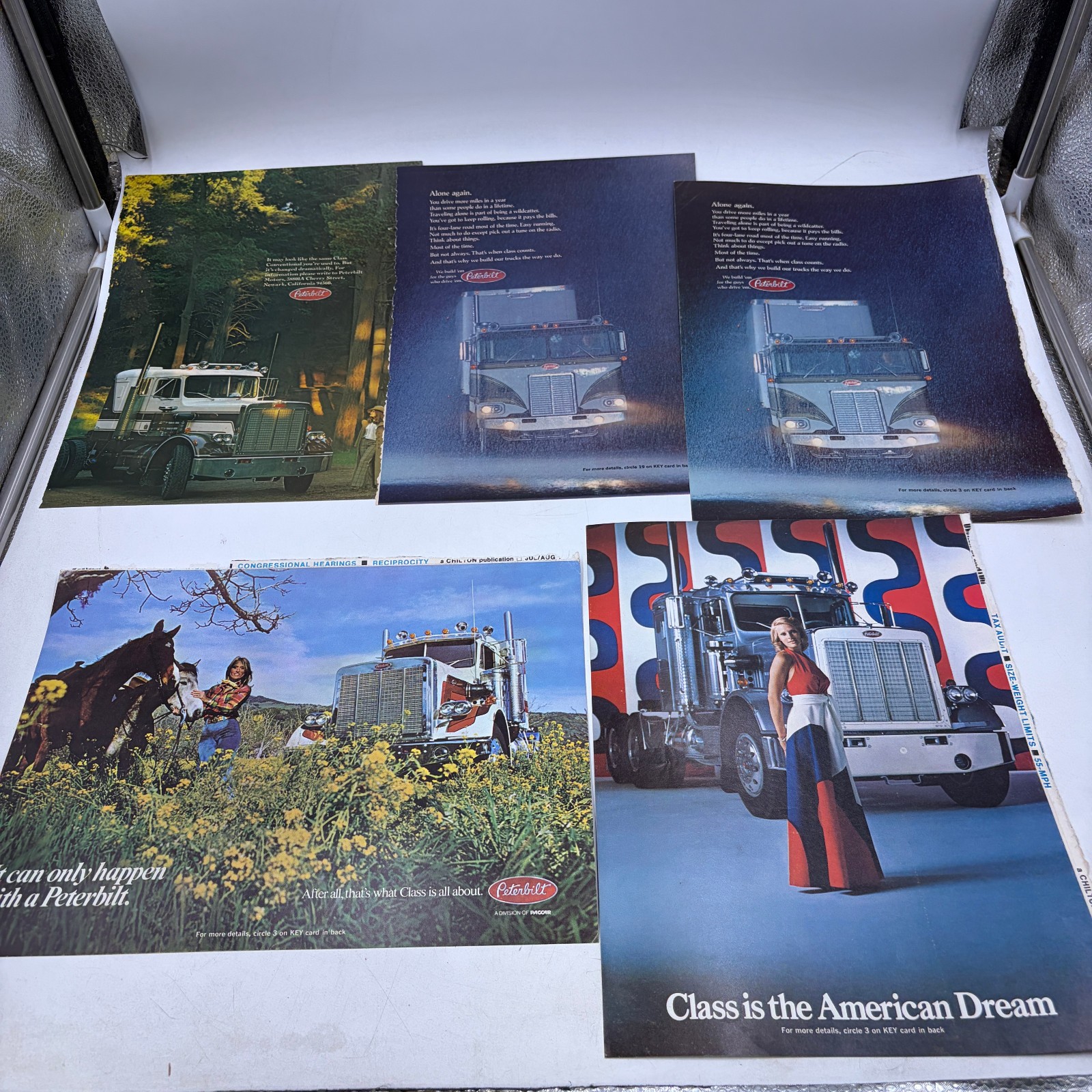 Lot of 5 Vintage 1970s Peterbilt Semi Truck Magazine Ads PACCAR Original