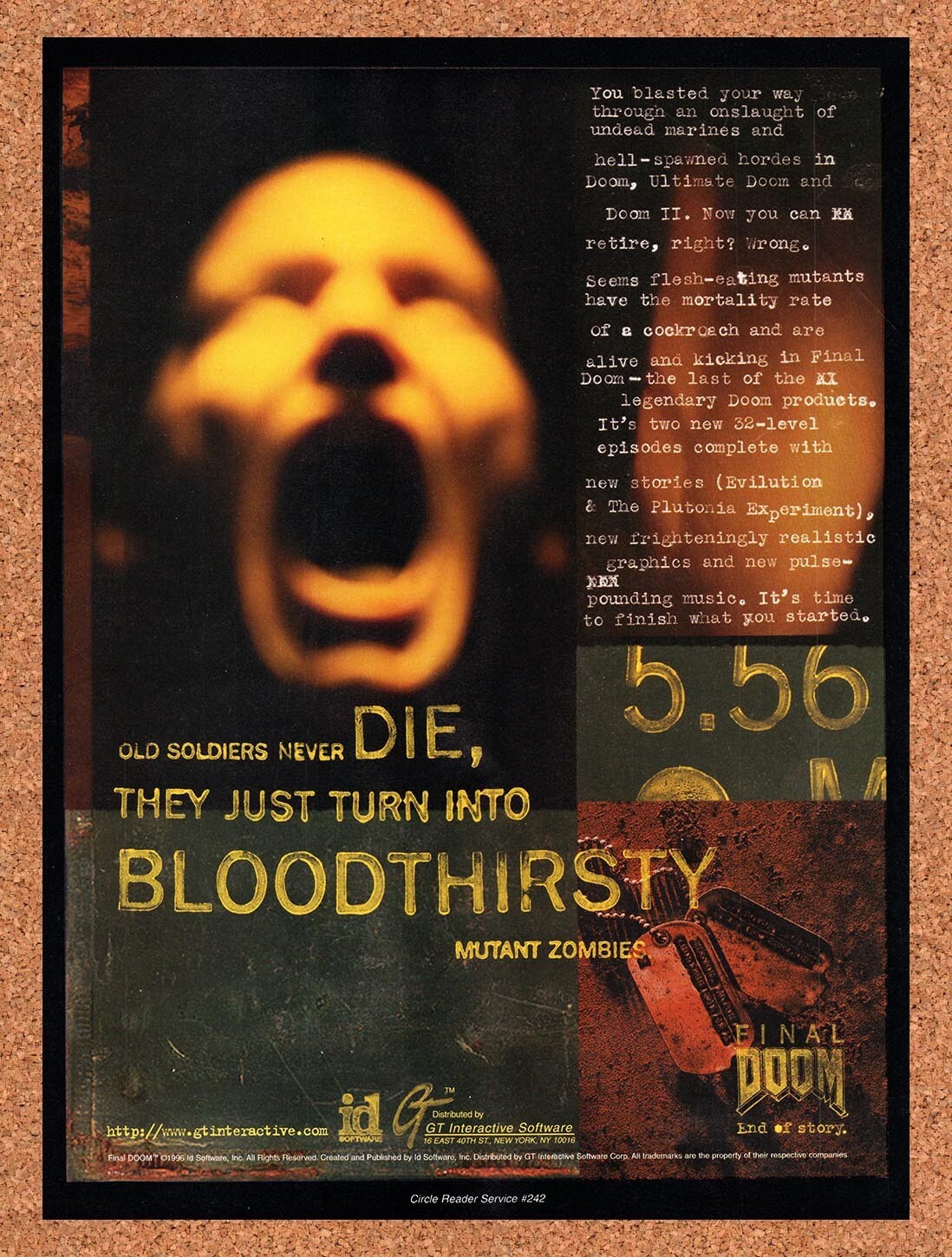 1996 Final Doom PC Original Advertisement / Retro Promo v1