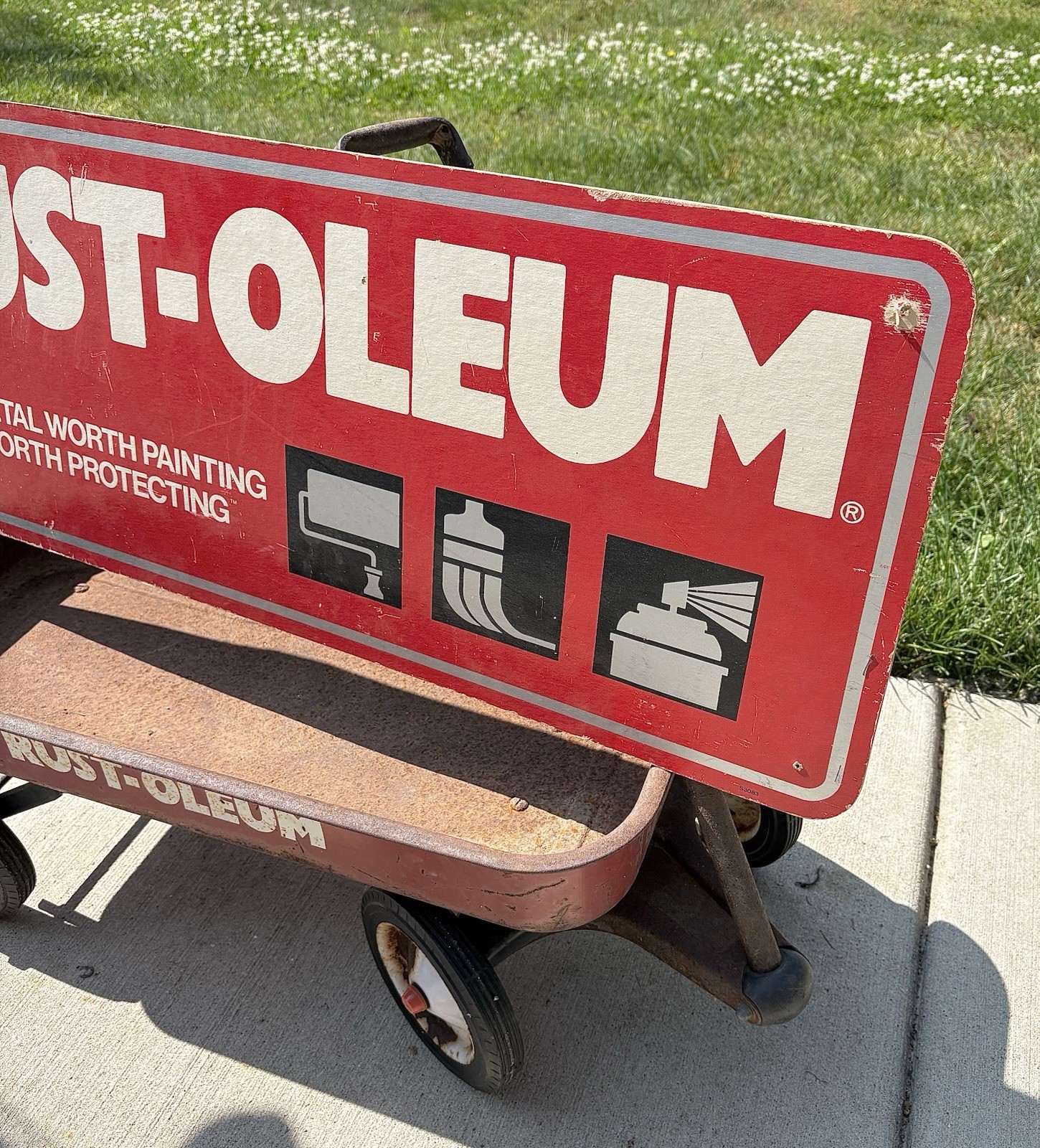 Vintage Rust-Oleum Paint Store SIGN & WAGON Display Set Rustoleum Double Sided