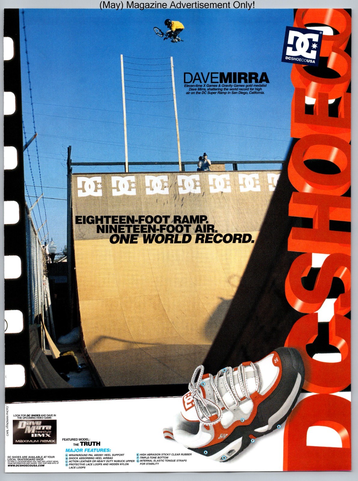DC Shoes The Truth Dave Mirra BMX Skate Ramp 2001 Advertisement
