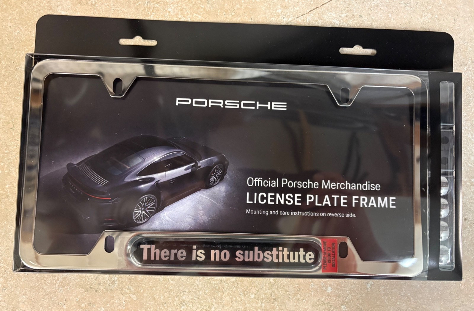 Genuine Porsche “There is no substitute” License Plate Frame Chrome 911 914 356