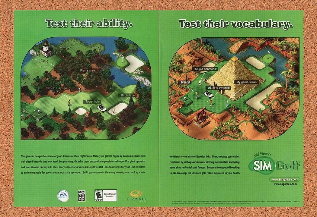 Sim Golf PC Original 2003 Ad Authentic Funny Witty Video Game Promo