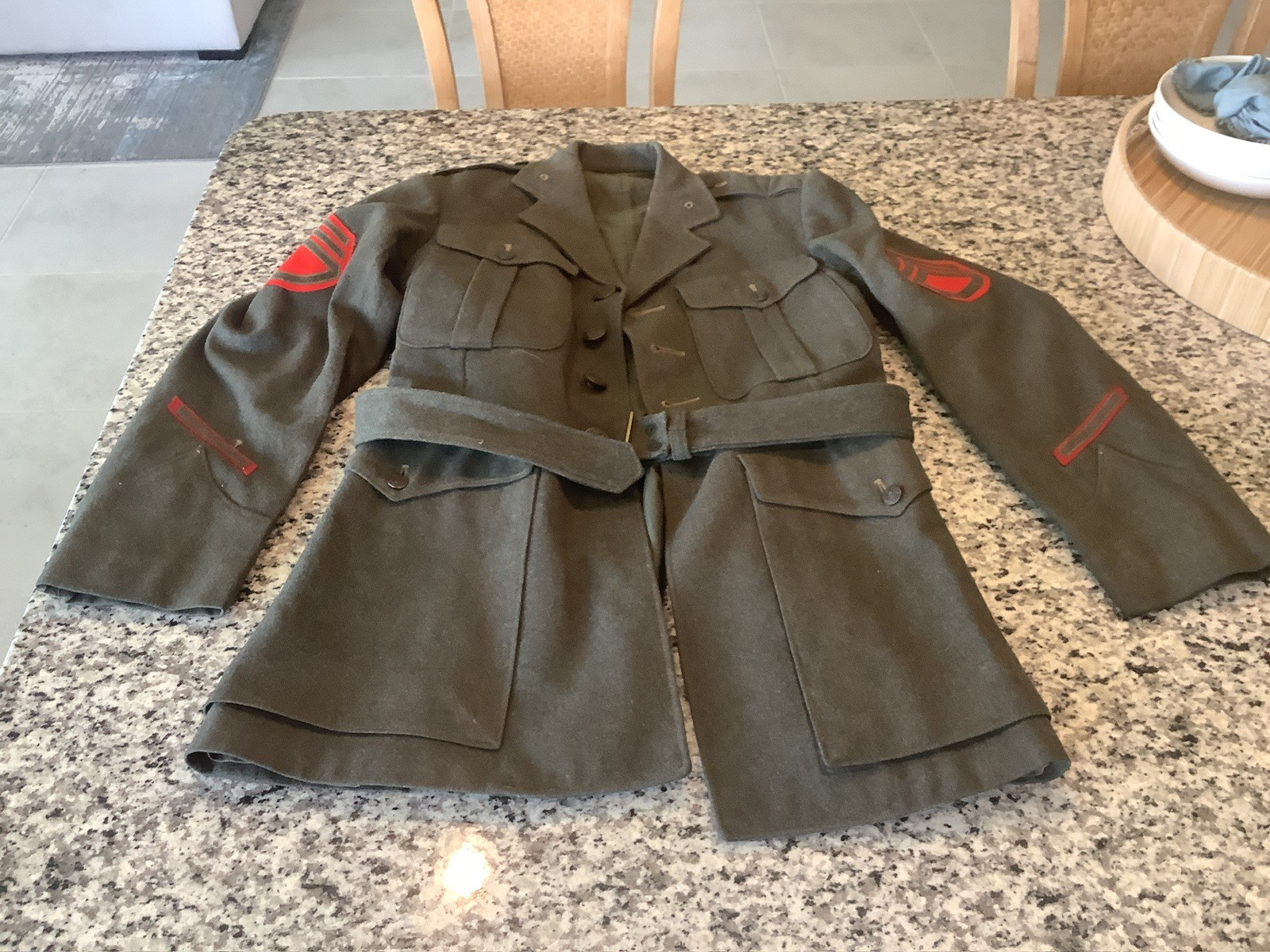 Identified And Dated WWII USMC Enlisted Jacket And Belt