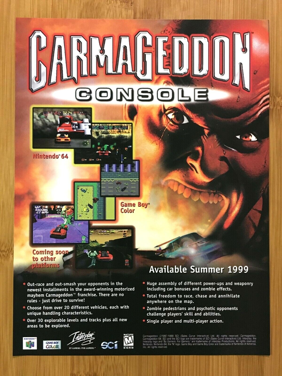 Carmageddon N64 PC 1999 Vintage Print Ad/Poster Official Game Promo Art Rare
