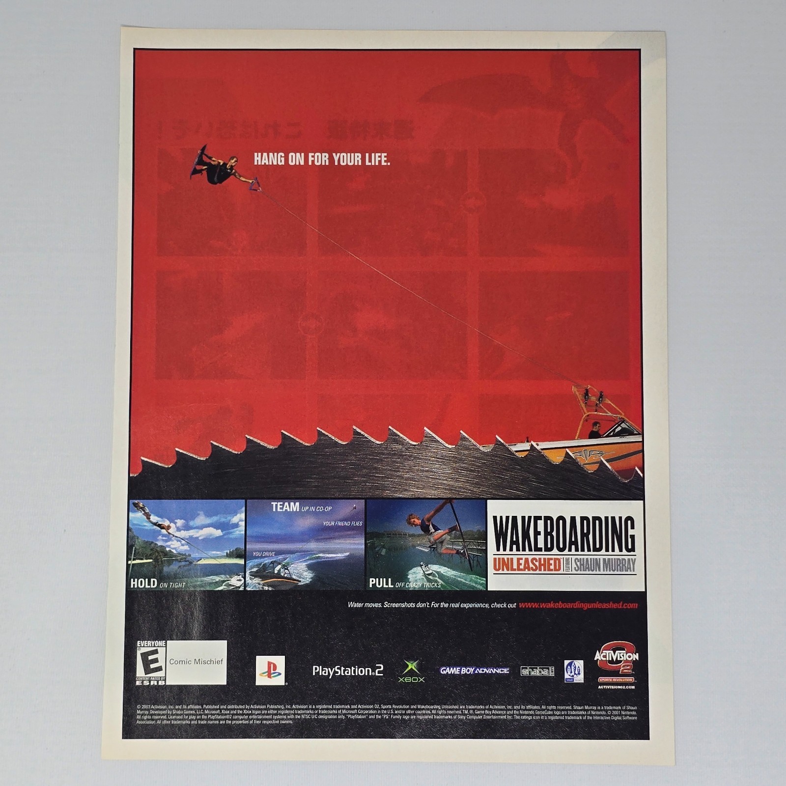 Wakeboarding Unleashed Xbox PlayStation 2 PS2 Authentic Magazine Ad