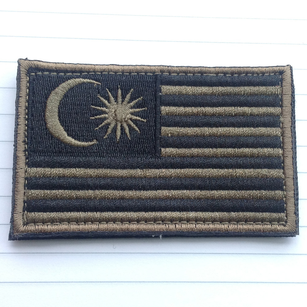 MALAYSIA MALAYSIAN COUNTRY HOOK LOOP PATCH EMBROIDERED FOREST OPS DARK