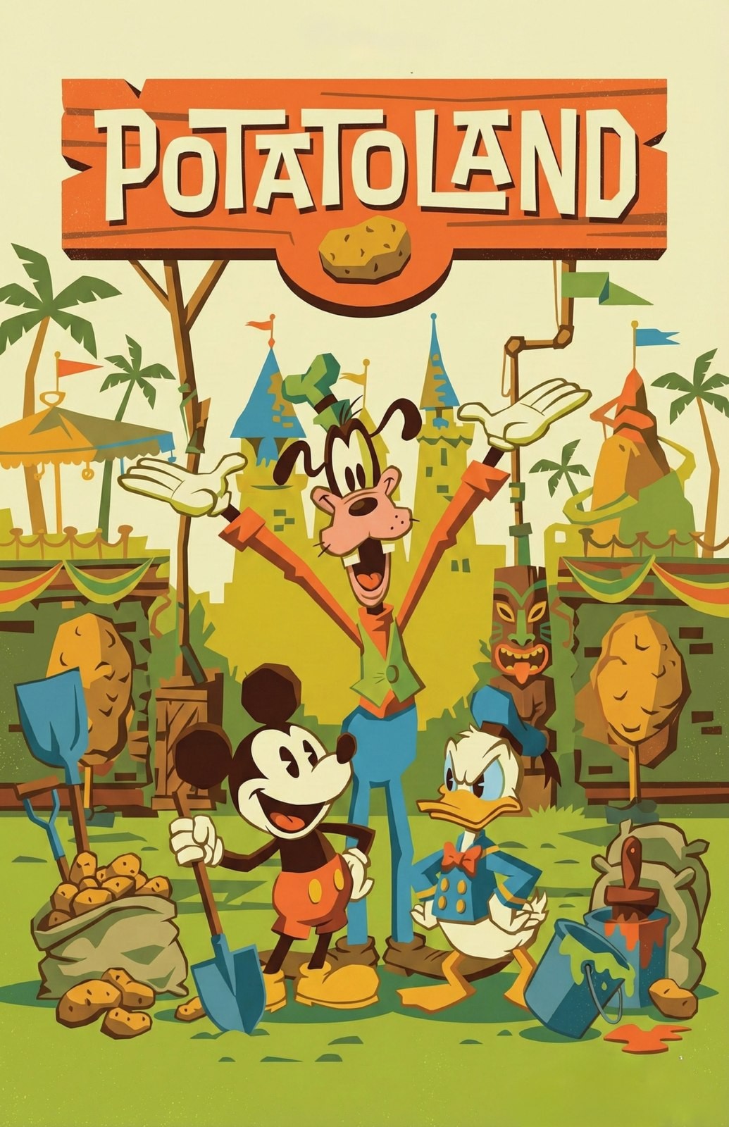 Potatoland Mickey Mouse Donald Duck Disney Poster Print Wall Art Home Decor Gift