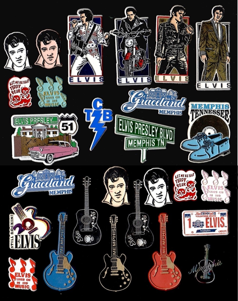 Elvis Presley  27x Lot TCB Memphis Souvenir Vtg Flexible Rubber Fridge Magnet