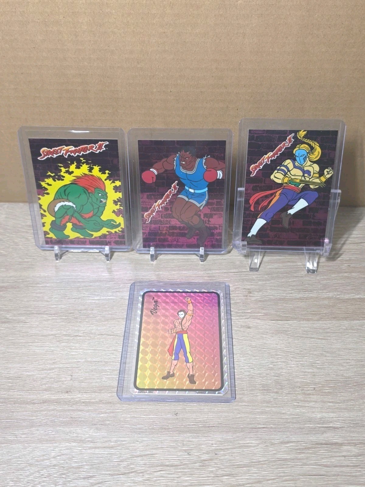 1993 Street Fighter II Foil Chase Cards  VEGA BALROG BLANKA + 1994 VAGA STICKER