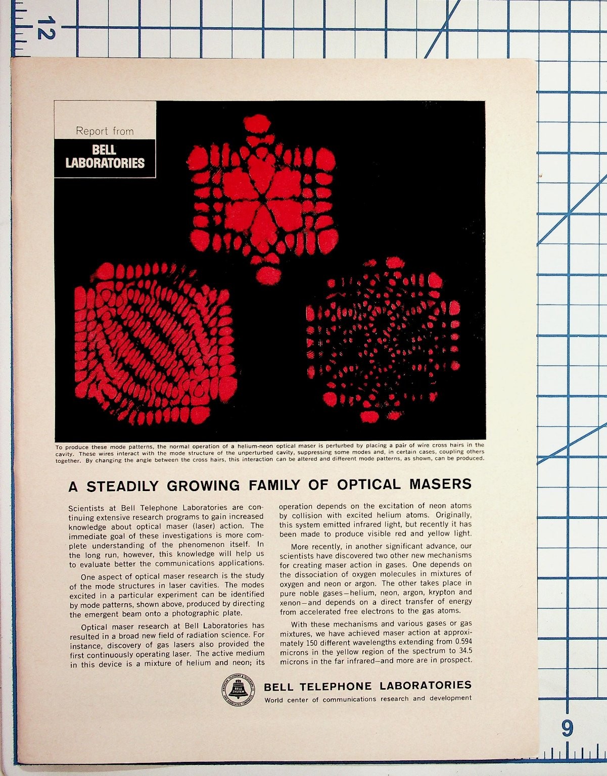Bell Labs Optical Maser Research Article Print 1960s Laser Science Ephemera