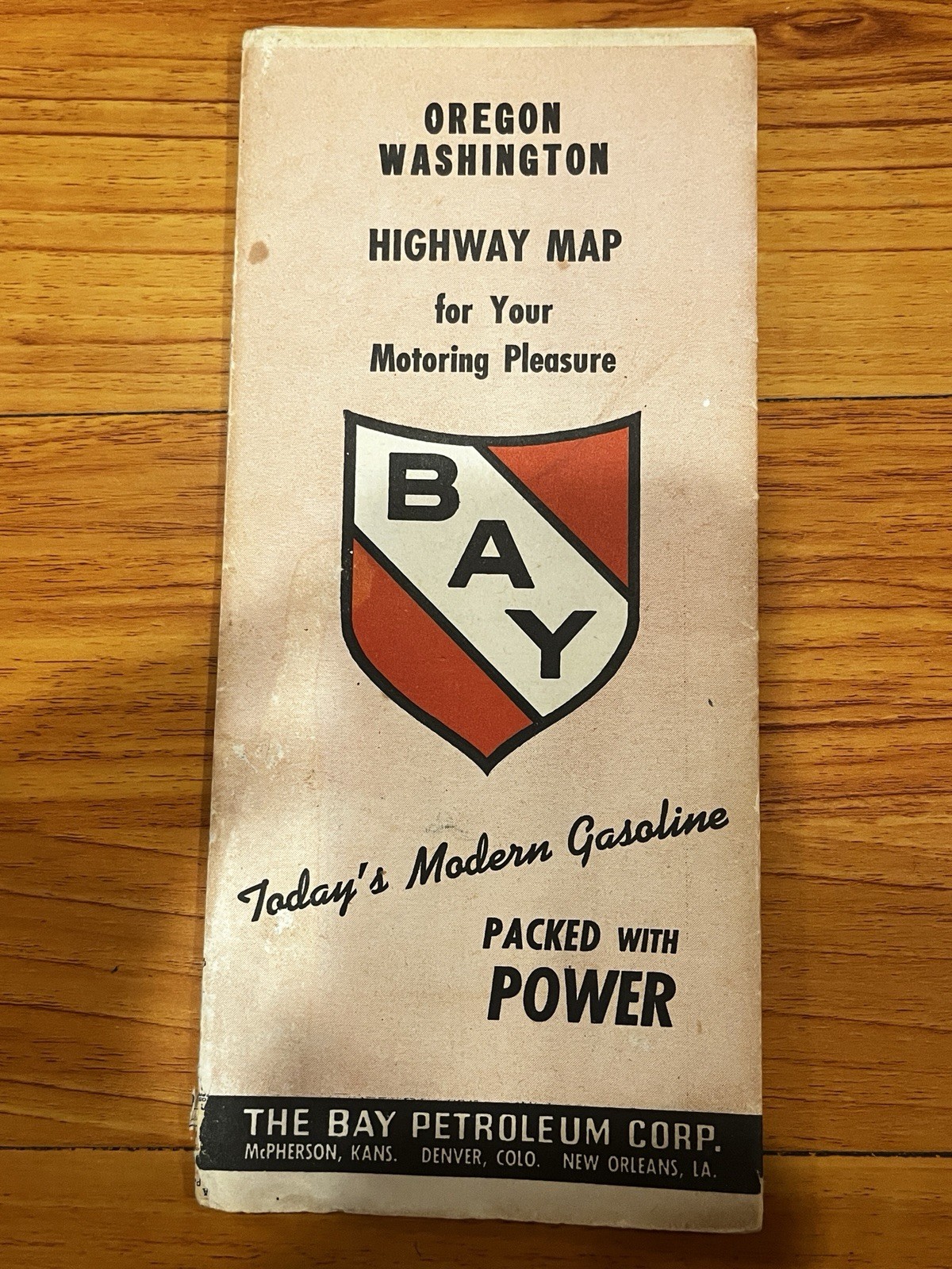 VTG 1946 Bay Petroleum Oregon Washington Highway Map Rand McNally Gas Station