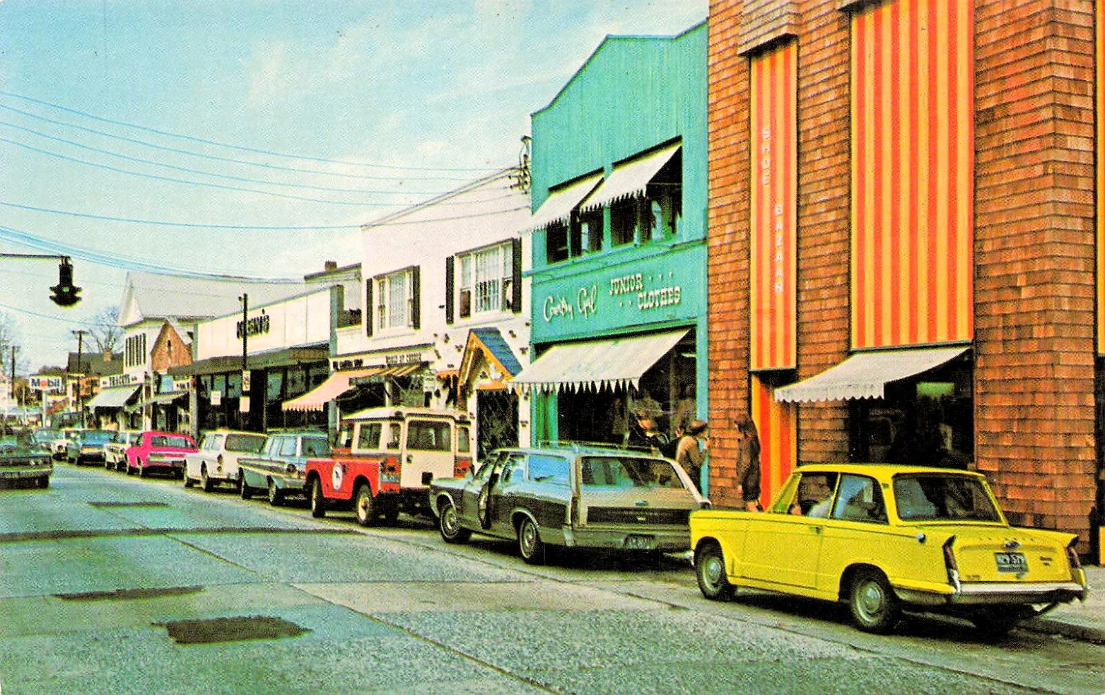 Westport Connecticut CT Main Street 1968 Triumph Herald Vtg Postcard F14
