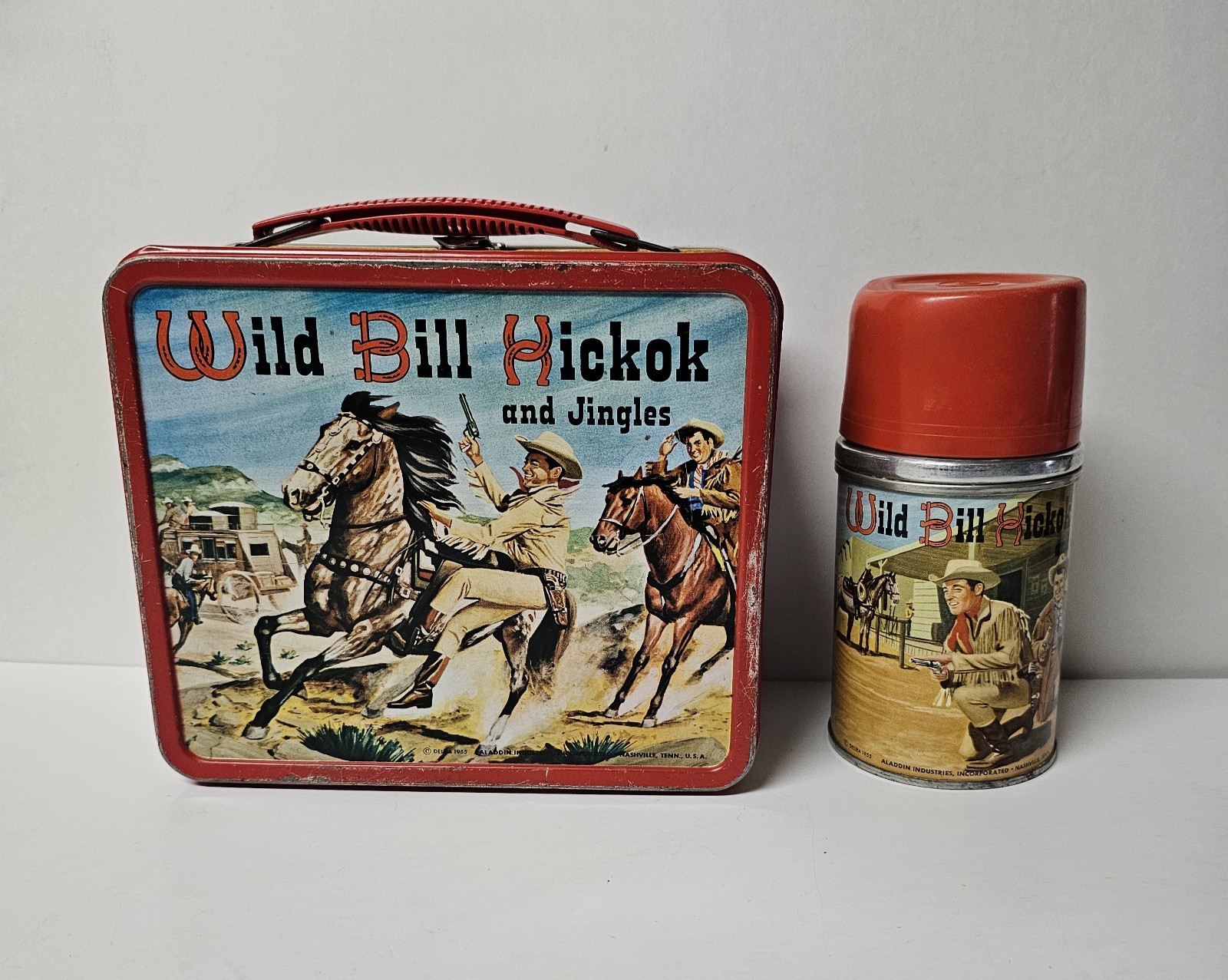 Vintage Wild Bill Hickok & Jingles Lunchbox/Thermos Combo 1955 Alladin Co 