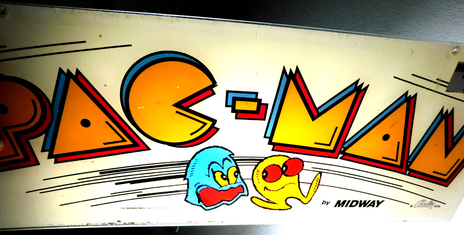 Vintage Pac-Man by Midway a Bally co.  Arcade Marquee Acrylic Sign Display (NB)