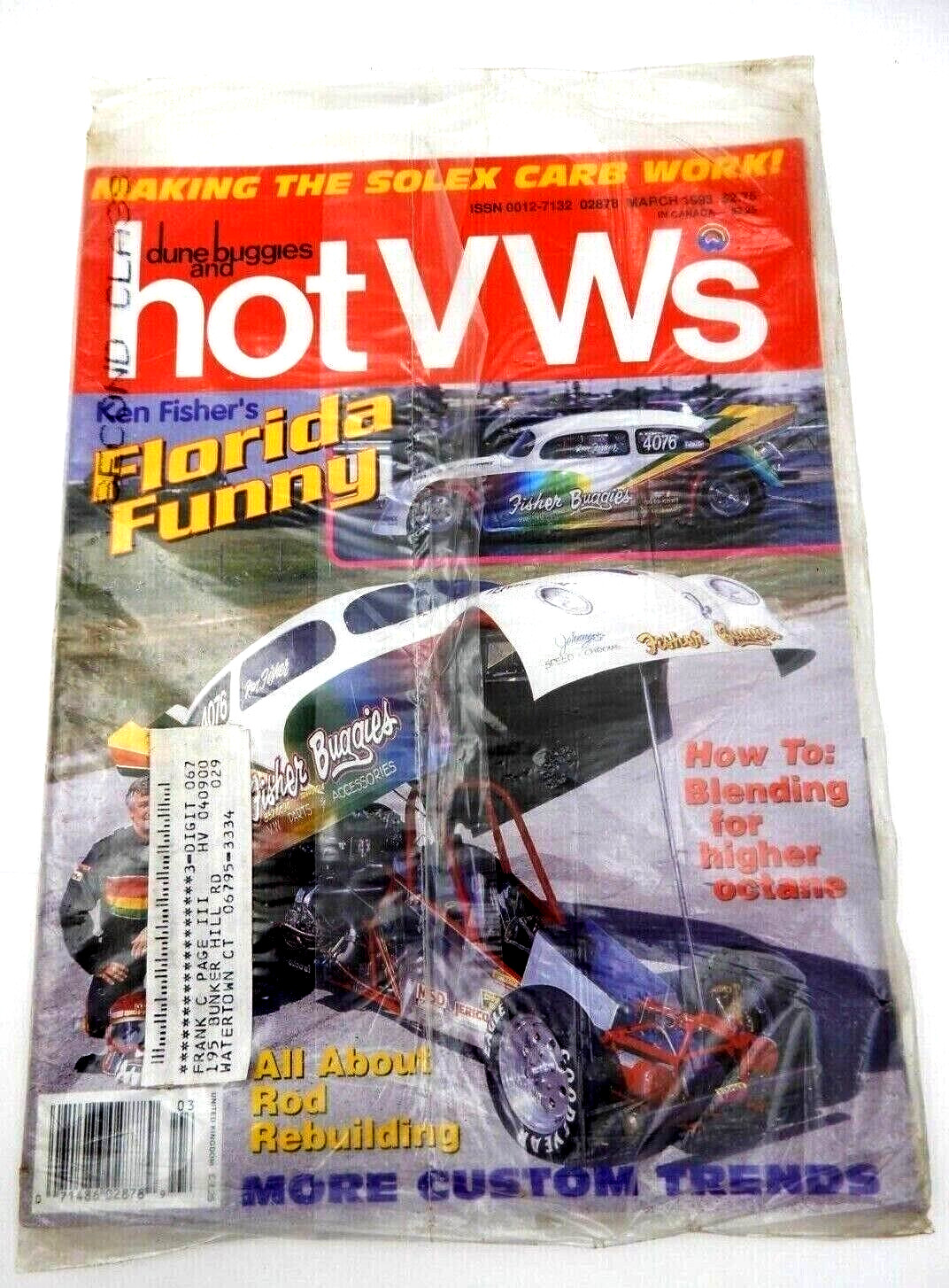NEW, SEALED MARCH 1993 DUNE BUGGIES AND HOT VW\'S MAGAZINE, SOLEX CARBS, FLORIDA