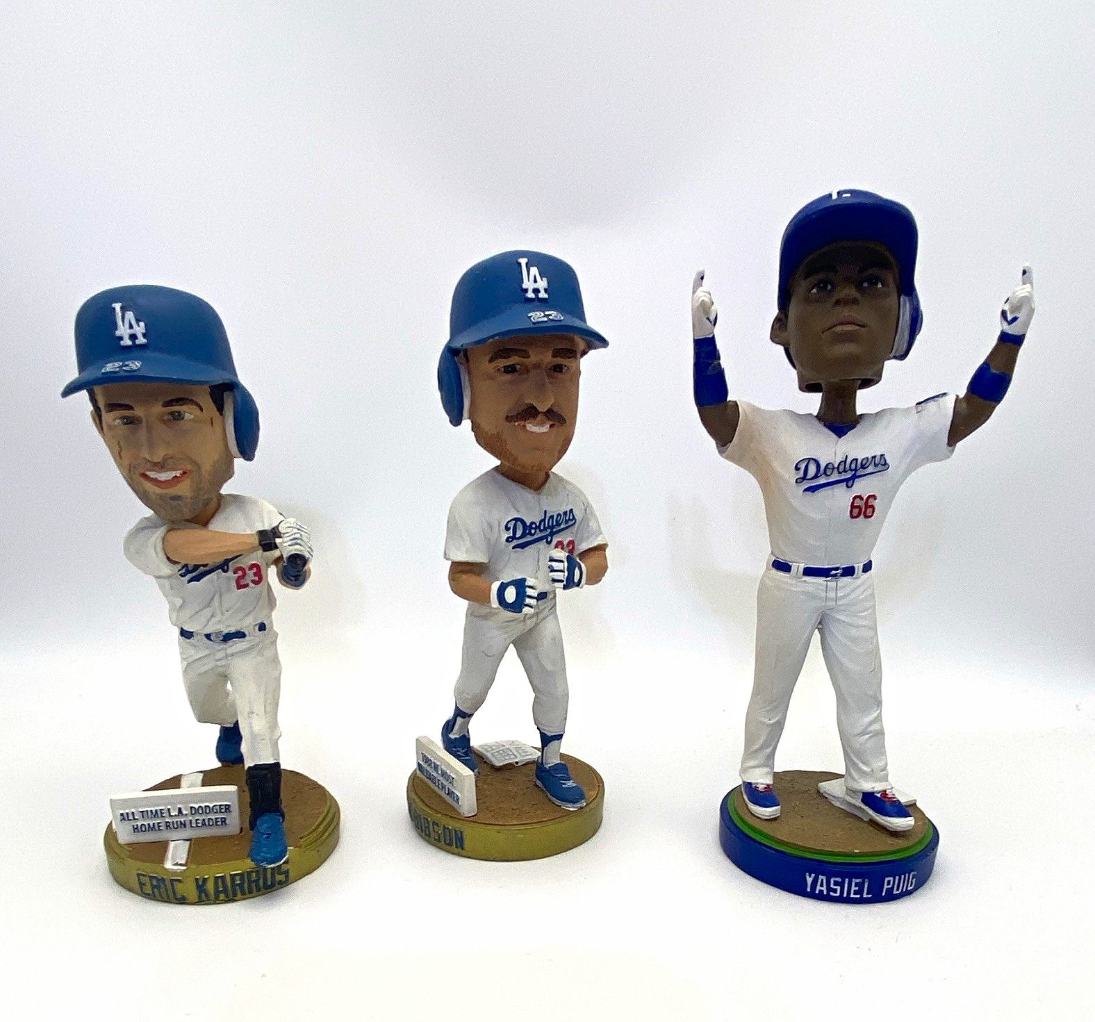 Los Angeles Dodgers Baseball Bobbleheads Set of 3 Karros Gibson Puig