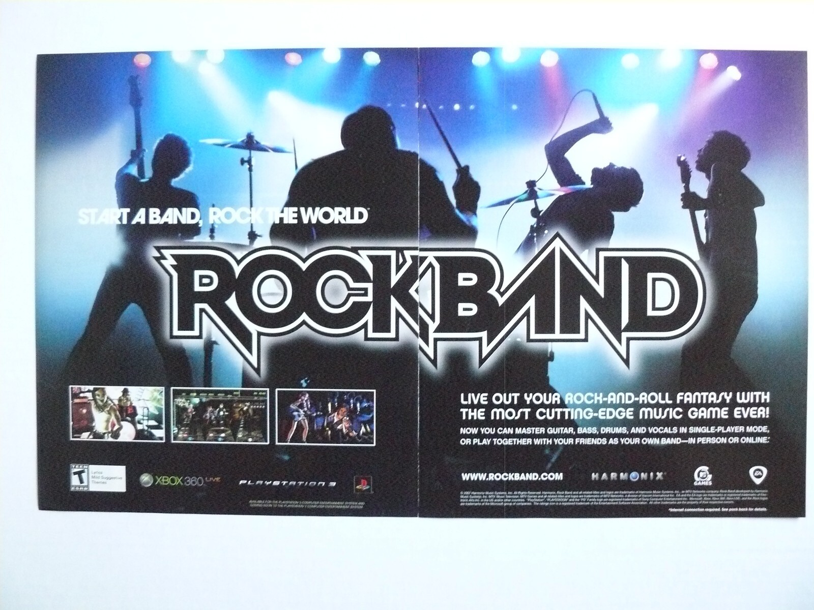 2007 Rock Band Video Game 2-page Vintage Print Ad Electronic Arts
