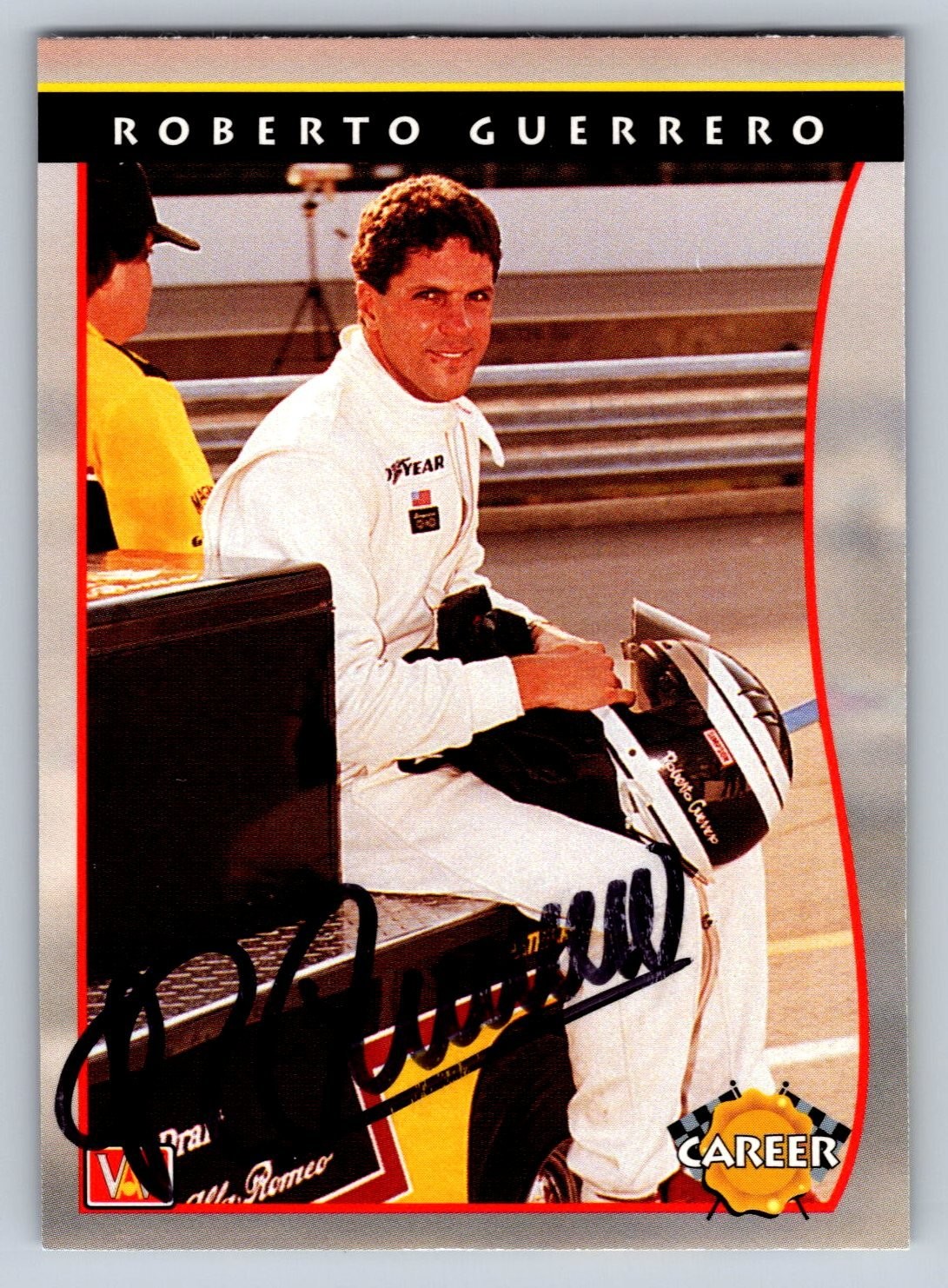 Roberto Guerrero Autographed 1992 Career Card Indy Car Racer Autograph