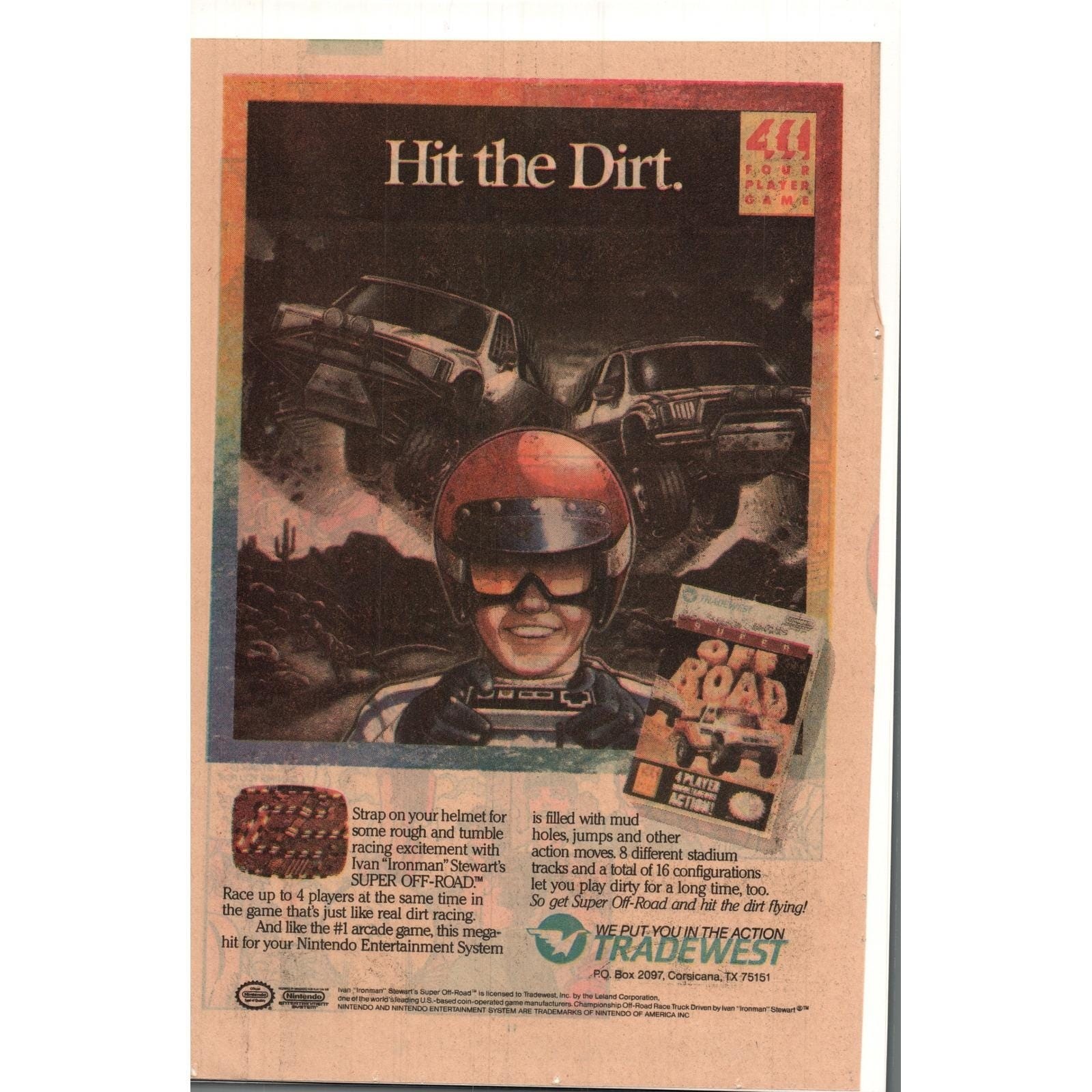 Vintage Printed Advert Ivan Ironman Stewart Super Off-Road Nintendo NES Wall Art